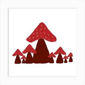 Red Mushrooms Art Print