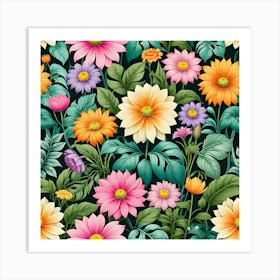 Seamless Floral Pattern 2 Art Print