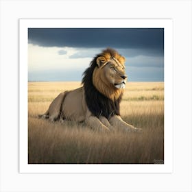 Lion In The Grass Art Print