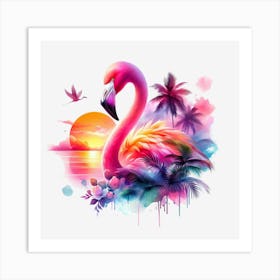 Flamingo Painting Art Print