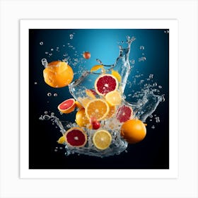 Citrus Fruit Splashing Water 2 Art Print