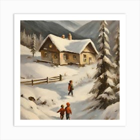 Children In The Snow 1 Art Print