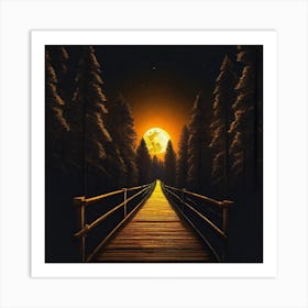 Full Moon Bridge Art Print