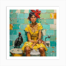 Girl On A Toilet Art Print