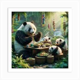 Panda Family Art Print