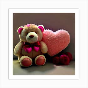 Teddy Bear With Heart 1 Art Print