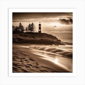 Lighthouse At Sunset 55 Art Print