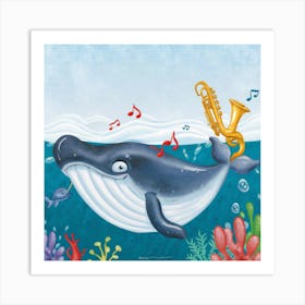 Whimsical Whales Orchestra Jam Print Art Art Print