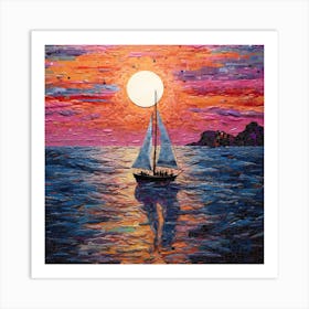 Sailboat At Sunset 4 Art Print