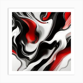 Abstract Red Black And White Painting Art Print