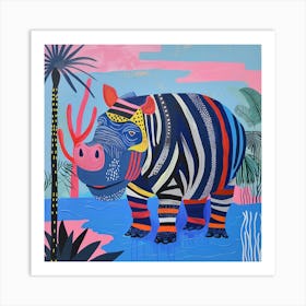 Hippo in a Lagoon Art Print