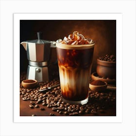 Coffee And Coffee Beans 1 Art Print