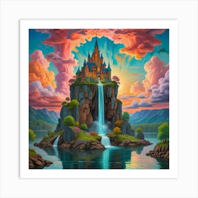 Enchanted Heights The Castle Of Cascading Waters (7) Art Print