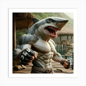 Karate Shark Art Print