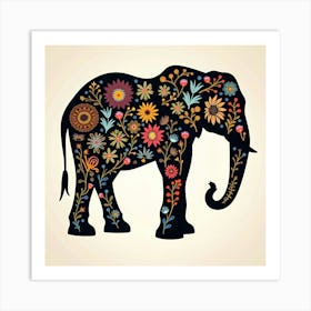 Silhouettes of animals like elephants Art Print