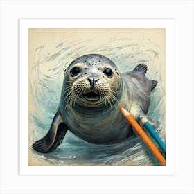 Seal Drawing 3 Art Print