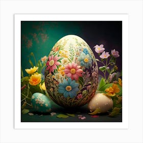 Firefly Floral Easter Egg Background 23797 Art Print