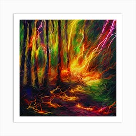 Lightning In The Forest Art Print