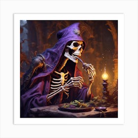 Skeleton Eating 1 Art Print
