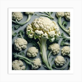 Cauliflowers On A Grey Background Art Print