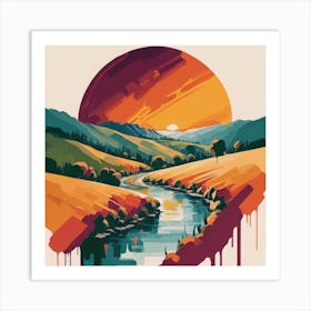 The wide, multi-colored array has circular shapes that create a picturesque landscape 9 Art Print