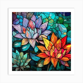 Stained Glass Lotus Art Print