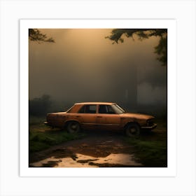 Old Car In The Fog 7 Art Print