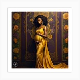 Pregnant Woman In A Yellow Dress Art Print