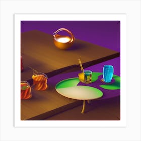 Table With Drinks Art Print