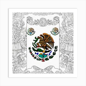 Mexico Flag Coloring Page 8 Art Print