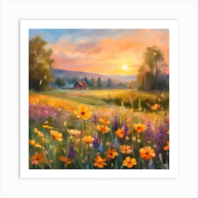 Sunset In The Meadow 1 Art Print