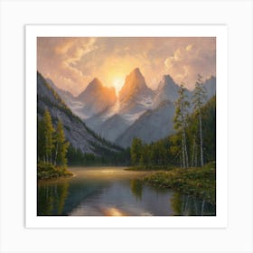 Sunrise Over The Mountains 1 Art Print