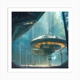 Space Station In The Forest Art Print