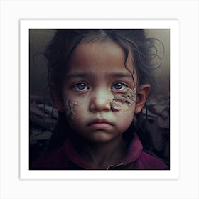 Girl With A Broken Face Art Print