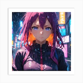 Girl In Rain Art Print