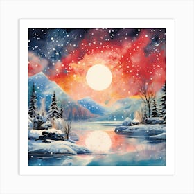 Retro Ephemeral Snowfall Art Print