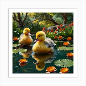 Ducks In The Pond 24 Art Print