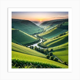 Sunset Over The Rolling Hills Art Print