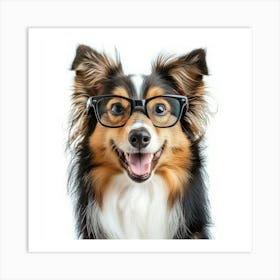 Dog With Glasses 78 Art Print