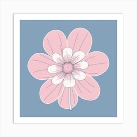 A White And Pink Flower In Minimalist Style Square Composition 683 Art Print