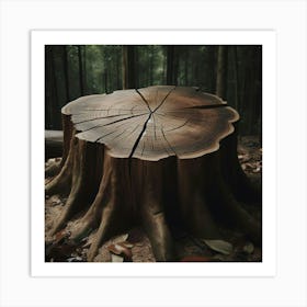 Tree Stump In The Forest 2 Art Print