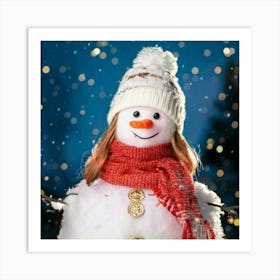 Firefly Cheerful Snowman Peeking With Festive Sparkles 16874 (2) Art Print