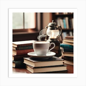 Cup Of Coffee And Books 1 Art Print