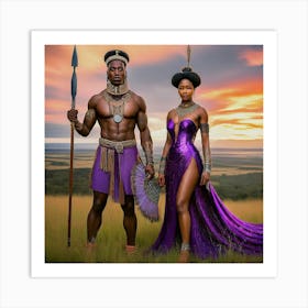 Black King And Queen Art Print