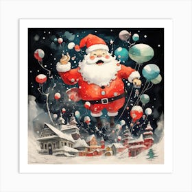 Santa Claus Flying Art Print