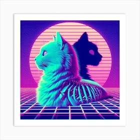 Skeleton Cat 2 Art Print