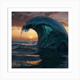 Ocean Wave At Sunset Art Print