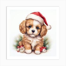 Santa Puppy 2 Art Print
