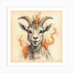 Goat In Flames 5 Art Print