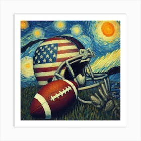 Starry Night Football - Van Gogh Style Art Print